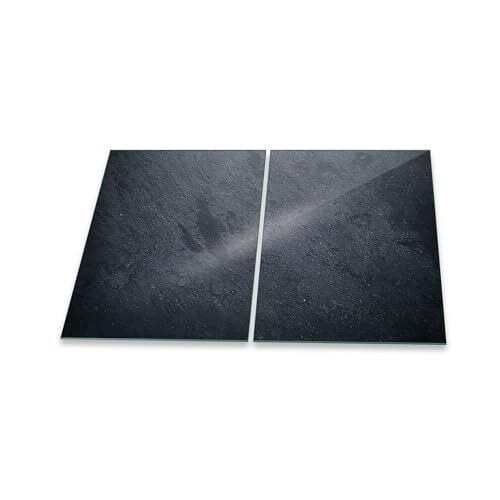 DAMU Kookplaat afdekplaat 2-delig 2 x 40 x 52 cm fornuisafdekking keramische plaat afdekking keramische kookplaat afdekking kookplaat afdekking snijplank glasplaat zwart abstract