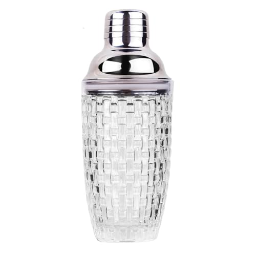 Sujhyrty 13 oz Glazen Cocktail Shaker Set Glazen Shaker voor Cocktails, Drankshakers, Cocktail en Cocktail Shakers Zilver Duurzaam