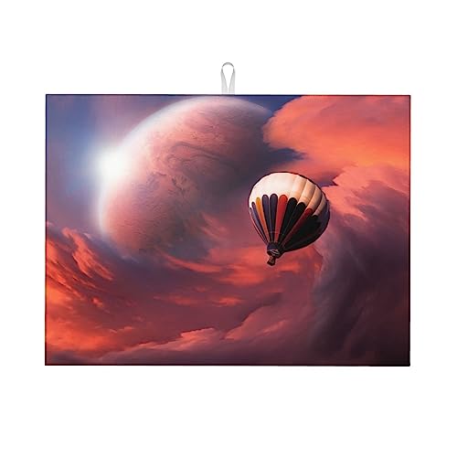 OPSREY Vliegende Ballon Print Schotel Droogmat Droogpad Absorberende Microfiber Matten Voor Keuken Teller Grote 45 X 61 Inch