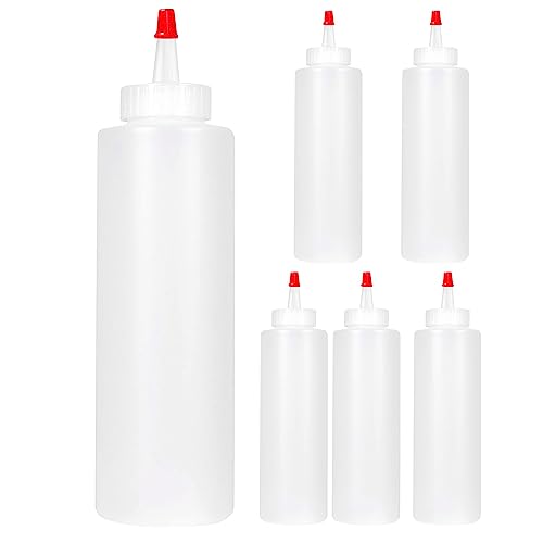 Daconovo 6 flessen voor specerijen, knijpen voor sauzen, 400 ml, perfect voor ketchup, grill, sauzen, siroop