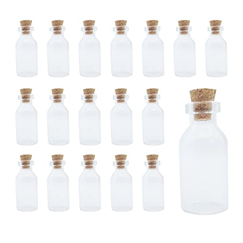 WYAN 20 stuks Mini Glazen Flesjes Potjes, Bead Containers,Kleine Glazen Potjes Met Kurk,set mini glazen flesjes, cadeauglazen set, voor Snoep, Kruiden, Parels