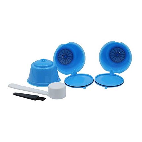 Estevan Dolce Gusto Koffie Herbruikbare Hervulbare Pods 3 stuks, Dolce Gusto Machines Koffiepod Compatibel Filter Cups BPA Gratis Koffiepads voor Dolce Gusto met 1 Plastic Lepel en 1 Reinigingsborstel (3 Stks Blauw)