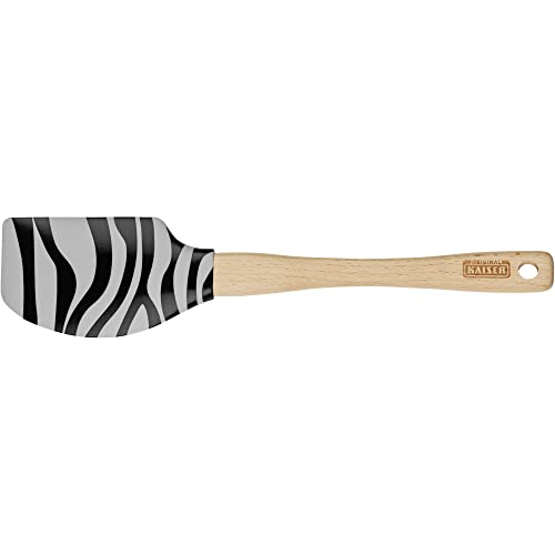 Kaiser Original  Go wild Deegschraper Dough Scraper 29 x 6 cm, 100% siliconen, houten handvat, hittebestendig, siliconen schraper, zebrapatroon