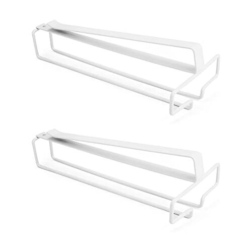 QWORK ® 2 pack wijnglashouder, wijnglashouder, niet boren, metaal, voor barkeuken, wit