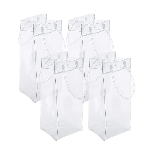 Winmany 4 Pack Wijn Ijszak Bier Koeltas Draagbare Opvouwbare Clear PVC Witte Wijn Chiller Ijszak voor Outdoor Party Koude Drank