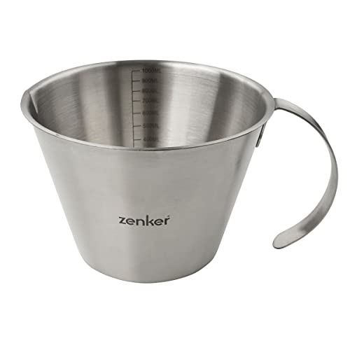 Zenker 44993 maatbeker, 1 liter, maatbeker, maatbeker, gebaksglas, roestvrij staal, zilver, 20 x 15 x 10 cm