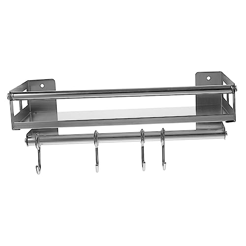 IEVEDIVB Keuken Rack Rvs Muur Plank Keukengerei Houder Planken Zwart Rvs Planken Hanger Opslag Rack Keuken Organisatie Plank Rack Keukengerei Lepel