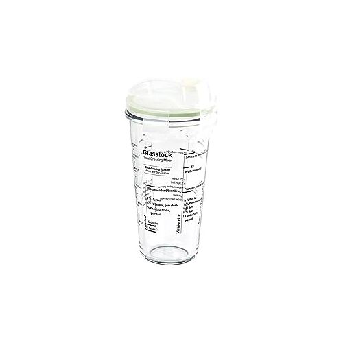 GLASSLOCK , Saladedressing-shaker met transparant deksel en zeef, 450 ml (met saladedressing recepten)