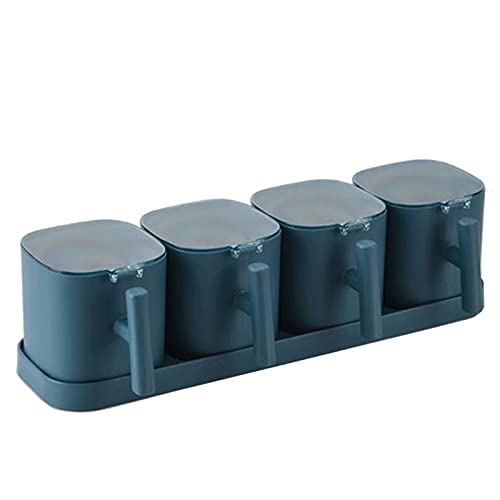 ASADFDAA Kruidenpotten Keukenkruid potten 4-delige kruidendoos, premium kwaliteit kruiden opslagcontainer, kleur: roze, blauw. (Color : Mavi)