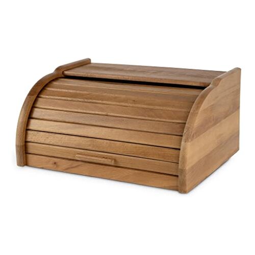 BAS Broodtrommel klein met roldeksel   broodtrommel keuken houten brooddoos voor brood   broodtrommel broodtrommel broodcontainer   32 x 26 x 16   (eiken bruin)