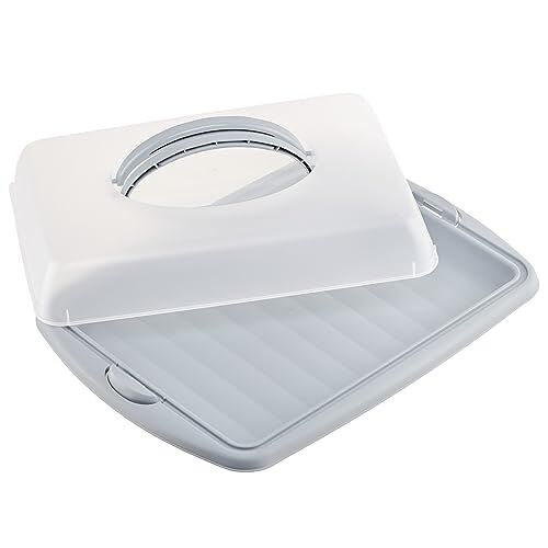 com-four ® taartdoos voor het bewaren en transporteren van gebak transportdoos cakedoos en voedseldoos met handgrepen (01 stuks dessin 2 lichtgrijs)