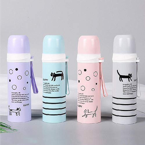 jiujin Sport Fles Literatuur en Kunst RVS Water Cup Dubbele Vacuüm BPA Gratis Lekvrije Water Fles 500ml roze