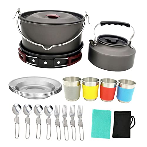 HSHAI Set Camping Pot Camping Accessoires Kookgerei Koken Apparatuur Draagbare Kit Camping Kookgerei Backpacken Gear Outdoor Kookgerei Kook Apparatuur Outdoor Kit