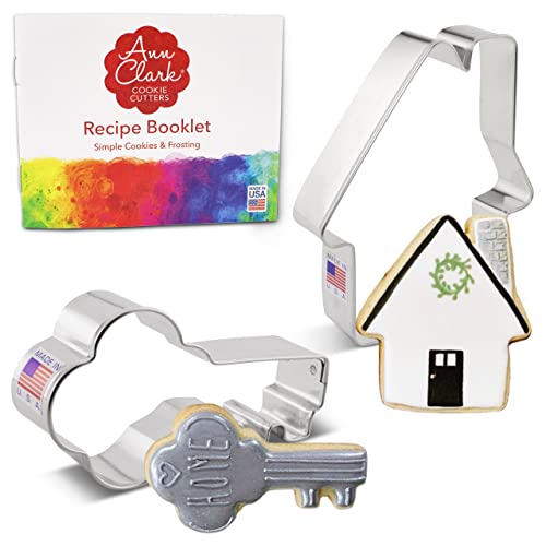 Ann Clark Cookie Cutters 2-delige Vastgoed Koekjesvormset met Receptenboek, Huis en sleutel