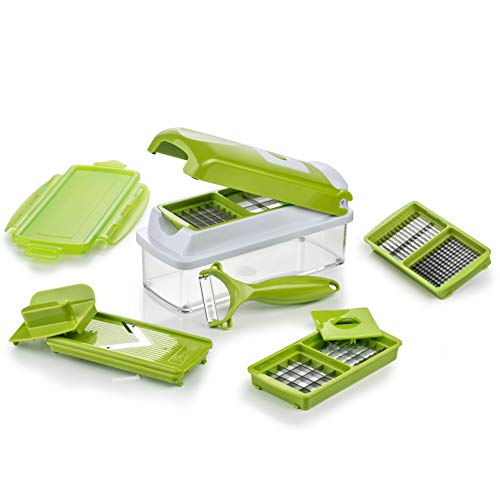 Genius Nicer Dicer Smart (10-delig) groentesnijder, uiensnijder, mandoline, multisnijder, groenteschaaf, fruitsnijder, kubusstiften, komkommerschaaf, frietsnijder