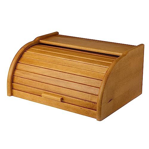 GALICJA Bretto Bretto Broodtrommel, modern, broodmand, broodmand van hout, broodbox, retro broodbox, 38 x 29 x 18 cm, eiken