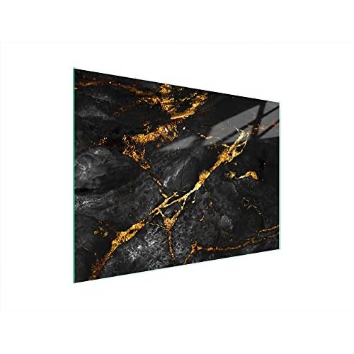 DarHaus snijplank glas 40 x 30 cm, kookplaat afdekplaat inductie, decoratief glas, fornuis afdekplaat afdekking keramische kookplaat afdekplaat, spatbescherming glasplaat keramische, MARMER