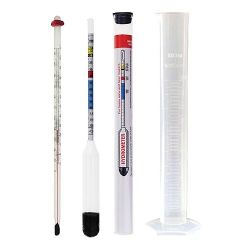 Thermometer World Hydrometer, thermometer en reageerbuis van 100 ml Accessoires voor het maken van wijn en bier