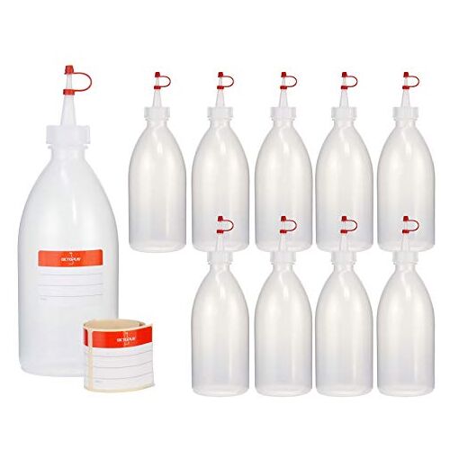 Octopus 10 x 500 ml knijpflacons, spuitflacons van LDPE met druppeldop, garnatieflacons, decoratieflacons voor keuken, hobby of laboratorium