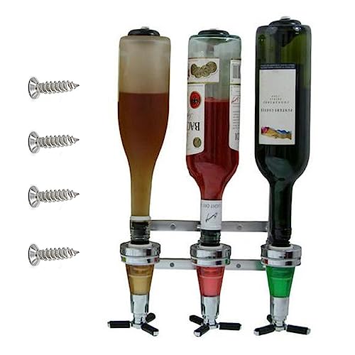 afdg Wandgemonteerde wijndispenser, 3 flessen wijndispenser, aluminium wijndispenser, barman dispenser voor cocktails, barman, gemengde wijn, bar, keuken (30 ml)