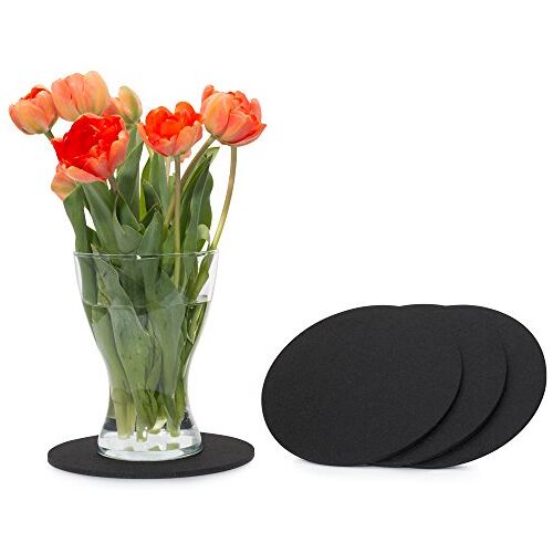 FILU Vilten onderzetters rond 20cm 4-pack (kleur naar keuze) zwart onderzetters van vilt voor tafel en bar als glasonderzetter/drankonderzetter voor glas en glazen