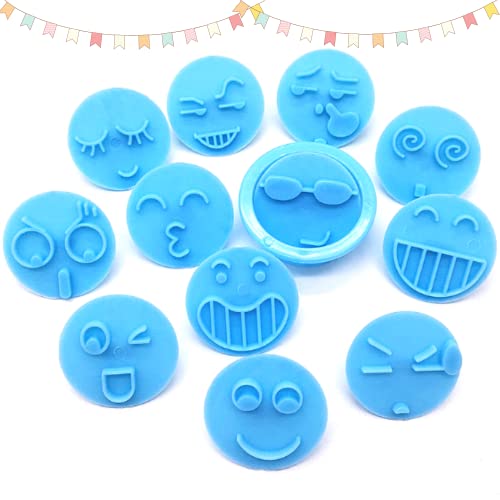 Keepaty 12 stuks grappige emoji koekjessnijders set, plastic koekjesstempelset, 12 stuks verwisselbare koekjesstempels, 1 stuks ronde koekjessnijder, verschillende emoji's koekjessnijder voegen