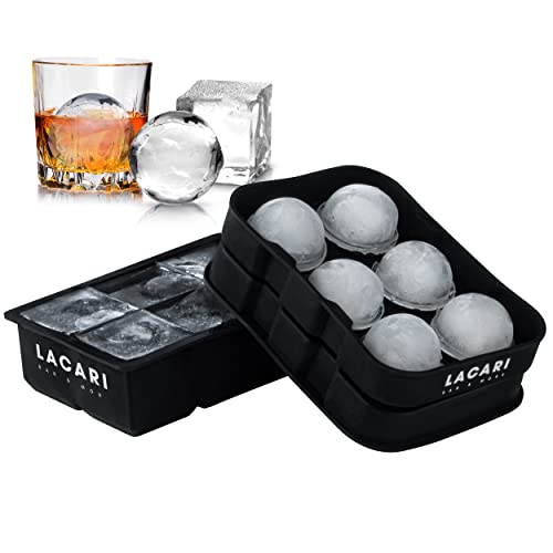 Lacari Home & Living LACARI Ijsblokjesvorm Siliconen voor grote ijsblokjes   Ice Cube Tray   6x rond en 6x vierkant ijsblokjes   45mm en 48mm groot   Ijsblokjesvorm voor Whisky & Cocktails en meer   Ice cubes BPA free