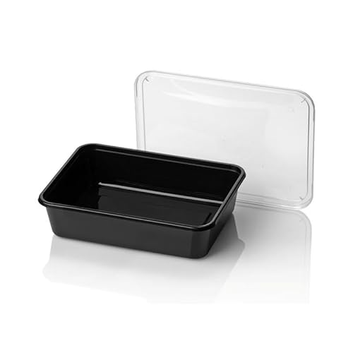 KURTT Magnetron Bakje met Deksel 100 stuks 500ml Magnetronbakje Saladebakje Met Deksel Zwart Bakje Tapas Diepvriesbakjes Vershoudbakjes Vershouddoos Lunchbox Zwart