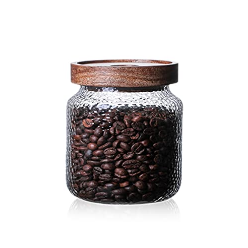 HolaJia Voedselopslagcontainers Opbergcontainers voor koffie, meel, suiker, granen glazen keukenopslagcontainers met bamboe deksel luxe potten met deksel voedselveilige materialen (700 ml/24