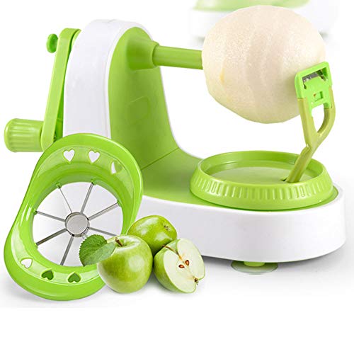 OUKEYI Appelschiller, multifunctionele fruitschiller, groente, fruitschiller, peer aardappelschijfbeweging, peelingmachine snelle handmatige instelling met 8 mesjes snijmachine Appelpeer dunschiller vijf