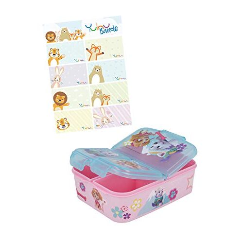 Yuhu Paw Patrol Skye Lunchdoos Brooddoos Kinderlunchbox met 3 afzonderlijk afsluitbare compartimenten + naamstickers voor kinderen