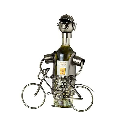GILDE Flessenhouder metaal decoratieve wijnflessenhouder wijnhouder grappige flessenmand H 28 cm