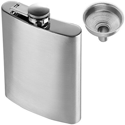 Anpro Roestvrij Stalen Heupfles met Trechter 227 ml / 8oz, Draagbare Heupflessen van Staal voor Whiskey RVS Heupfles voor Excursie, Trekking (zilver)