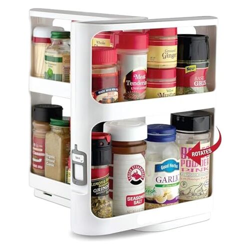 ZUOZUIYQ Spice Rack Spice Organizer Spice Shelf Pull And Rotate Spice Rack 2 Tier Spice Organizer Countertop Spice Jars Storage Rack For Kitchen Seasoning Organizer Spice Rack Organizer spice shelf