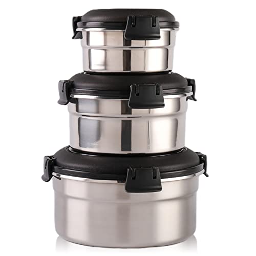 Kakbrt Roestvrijstalen voedselcontainers met deksels, herbruikbare snackcontainers, roestvrijstalen lunchcontainers, metalen voedselcontainers, roestvrijstalen voedselcontainers, Bento Box, lunchbox