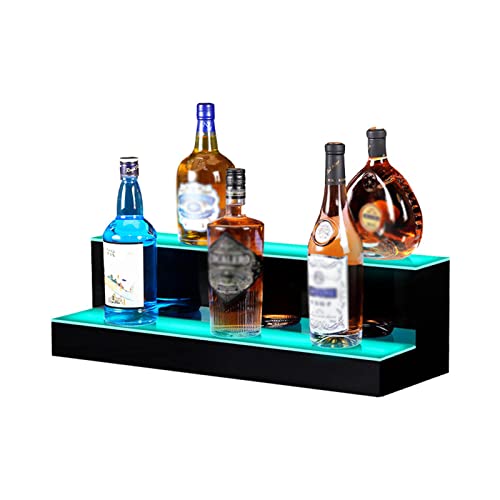 SEFRG 2-laags LED-lichtgevend wijnrek Multifunctionele acryl displaystandaard Verlichting Flessenrek Bar Slimme afstandsbediening Drankflesdisplay (Colorful 50 * 21 * 17cm)