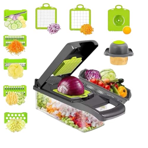 IUH Groentesnijder, 15-in-1 keuken mandoline groentesnijder, saladehakper, groentesnijder, BPA-vrije premium kwaliteit mandoline groentesnijder