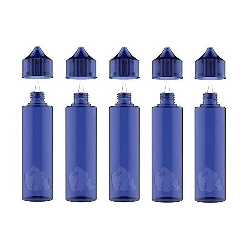 Chubby Gorilla LDPE Plastic flessen van 60 ml, herbruikbare lege flessen voor vloeistoffen, oliën en e-vloeistoffen in een 5-pack, Blauw, 60ml