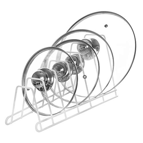 Orion Opberghouder voor pannendeksels, pannen, 6 deksels, keukenkast, potten, wit