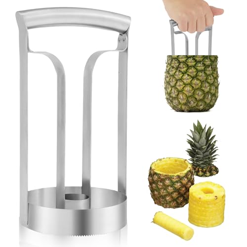 Fyeme Ananas-corer en peeler, roestvrij staal, ananassnijder, scherpe ananas-kernverwijderaar, werkbesparend, ananasverwijderaar, voor keukenananas (tuba)