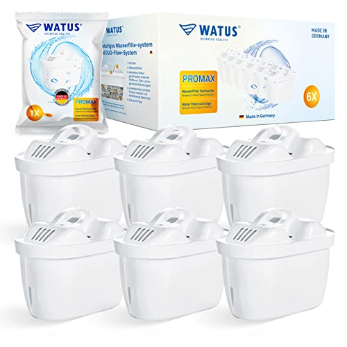 Watus Waterfilterpatronen, Gemaakt in Duitsland, Patroon Compatibel met Brita Maxtra, Past op Brita Style, Brita Fun, Marella Cool, Mavea Elemaris XL en Brita Flow Tanks (6)