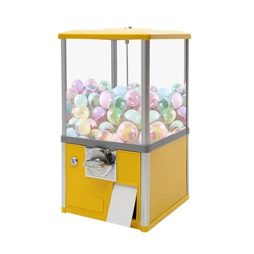 YMAOMAO Verkoopautomaat voor kinderen, Verkoopautomaten voor bedrijven, Commerciële snoep-kauwgomballenautomaat, Capsule-automaat met sloten voor capsulespeelgoed met een diameter van 4,5-5,5 cm,Yellow