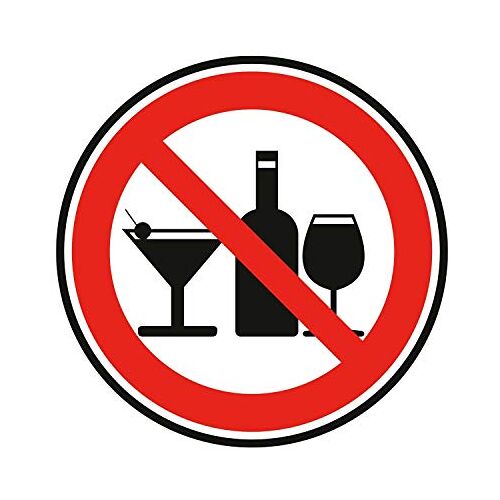 easydruck24de Verbodssticker Alcoholische dranken rond Ø 15 cm I zelfklevende waarschuwing voor alcohol I alcohol drinken verboden I alcoholvrij gebied I hin_558