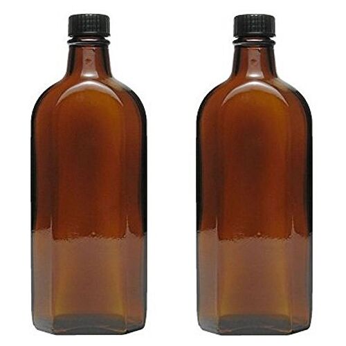 mikken 2 x medicijnfles in amberglas apothekersfles incl. etiketten van 250 ml