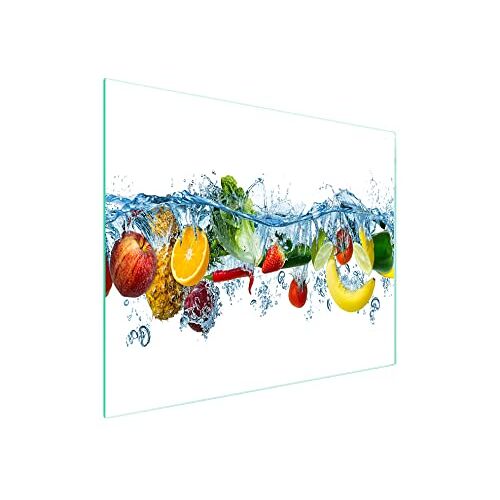 DarHaus snijplank glas 52 x 30 cm, kookplaat afdekplaat inductie, decoratief glas, fornuis afdekplaat afdekking keramische kookplaat afdekplaat, spatbescherming glasplaat keramische, FRUIT