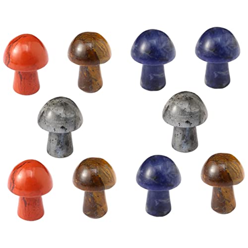 MARMERDO 10 Stuks Kristallen Chakra-paddenstoel Mini Edelsteen Echte Kristallen Paddenstoelchakra Kristallen Massa Kristallen Klein Ornamenten Natuursteen