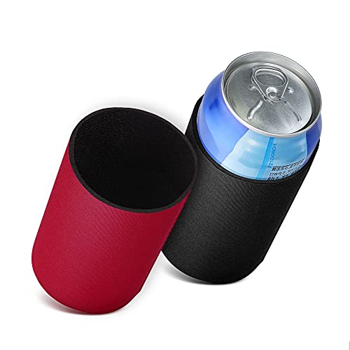 kwmobile 2x 330ml / 355ml Blik blikjeskoeler Voor bier- en frisdrankblikjes Koeler voor drankblikjes in zwart/rood 6,5 x 10 cm