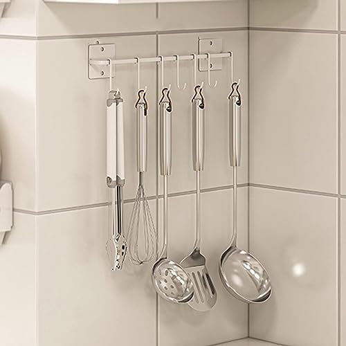 YJJZM Keukengereirek, keukengereihouder, Houderrek for keukengerei, aan de muur gemonteerde potten en pannen, ophangrek, hanger for kookgerei met deksel