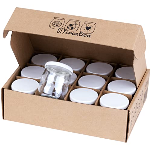 DIY Creation Set van 12 yoghurtglazen van glas met luchtdichte deksels – yoghurtbereider Seb Multidélices, thermomix, Cookeo – kleine voorraadpot voor baby's – gemaakt in Frankrijk – 125 g/143 ml
