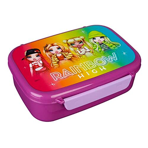 Scooli Broodtrommel voor kinderen met uitneembare inzetstuk, Rainbow High broodtrommel voor kleuterschool, sandwichbox, school, broodtrommel van kunststof, BPA-vrij, sandwichbox, lunchbox